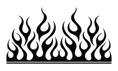 Classic tribal flame tattoo design element with a bold black silhouette against a clean white background perfect for customization and graphic applications