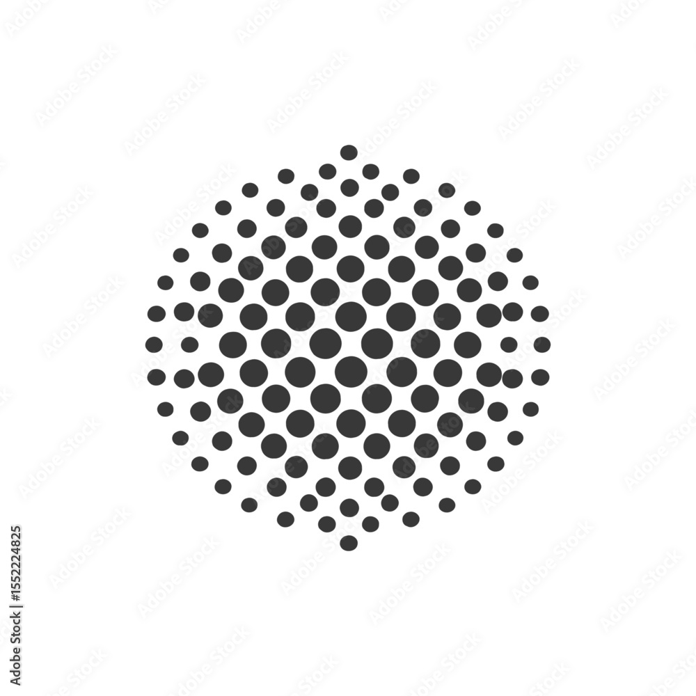 Poster geometric circle pattern: abstract array of black dots on white