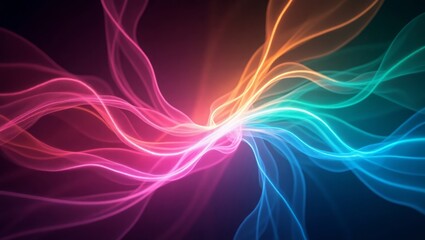 Naklejka premium Abstract Pink Blue Orange Teal Light Waves Swirling Background