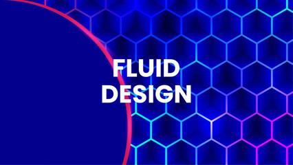 Abstract hexagon honeycomb fluid Fluid design graphic elements background with digital technology pattern and 3D vector design elements