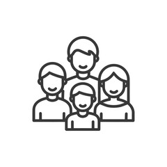 Minimalist Family Icon: Line Art Depicting Parents and Children Together
