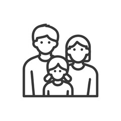 Minimalist Family Portrait Icon: Father, Mother, and Daughter Illustration