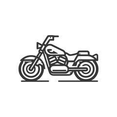 Fototapeta premium Minimalist Motorcycle Icon: Bold Outline, Classic Design, Isolated on White