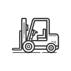 Naklejka premium Minimalist Forklift Icon: Industrial Equipment Outline on White Background