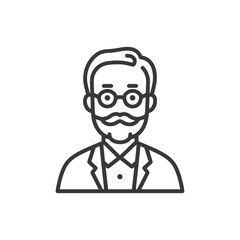 Minimalist Icon of a Man with Glasses and Moustache in Suit
