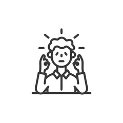 Naklejka premium Frustrated Man Icon with Hands Up, Stress, Anxiety, Confusion, Outline Style