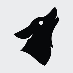 Silhouette howling wolf head profile animal logo Vector illustration
