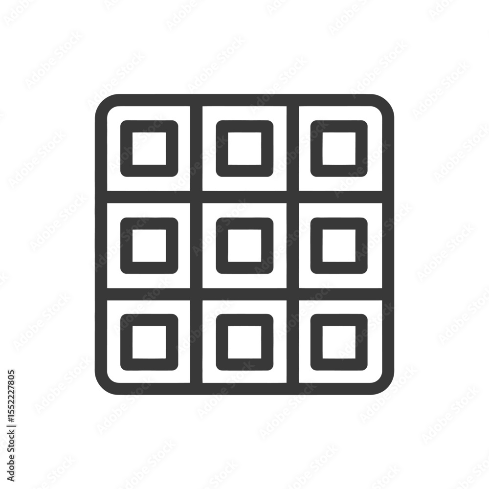 Poster minimalist grid icon: rounded squares in bold outline design