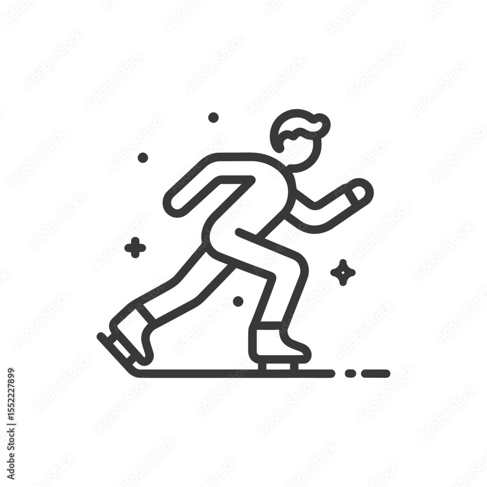 Poster minimalist icon of a skater in motion with abstract elements