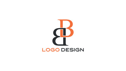 Minimalist vertical BB monogram logo with split orange and black color scheme, perfect for elegant branding, fashion labels, or personal identity