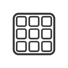 Grid Icon: Nine Rounded Squares in a Structured Arrangement, Minimalist Design