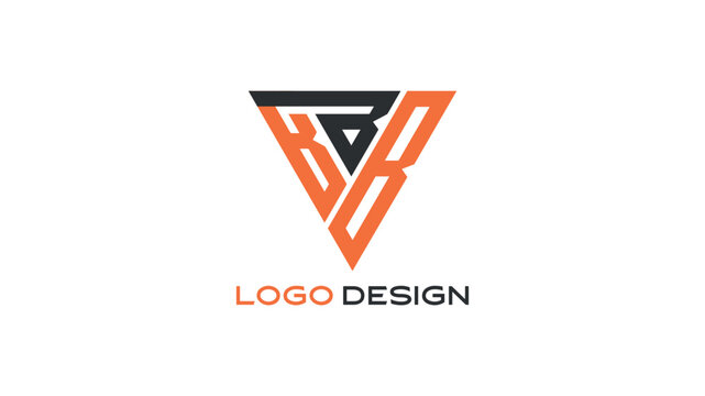 Modern triangle-shaped BBB letter monogram logo in bold orange and black, ideal for tech companies, esports branding, or futuristic business identity