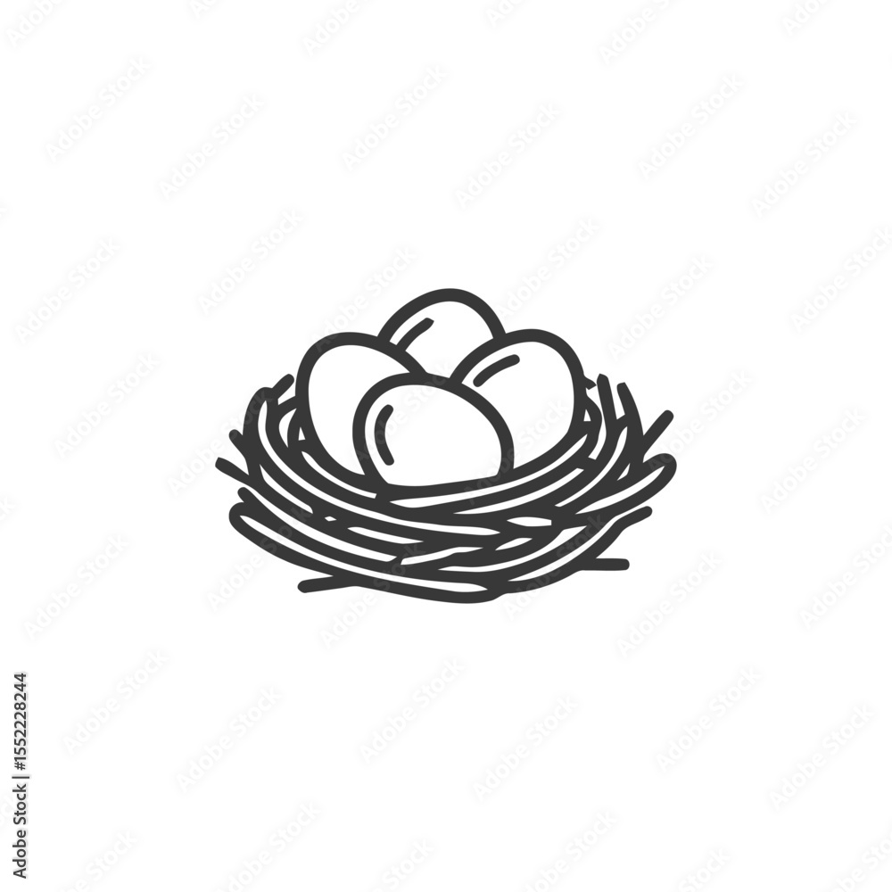 Poster minimalist nest icon: four eggs in a simple line art style