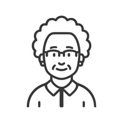 Fototapeta premium Minimalist Icon of an Elderly Woman with Glasses and Curly Hair