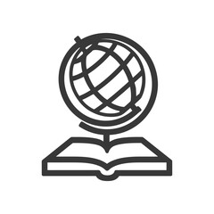 Globe on Open Book: Minimalist Icon of Knowledge and Exploration