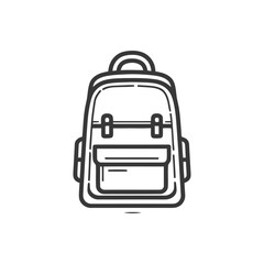 Minimalist Backpack Icon: Clean Lines, Modern Design, Isolated on White