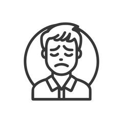 Depressed Man Icon: Sadness and Despair in Minimalist Line Art