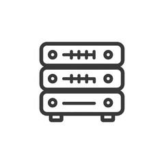 Fototapeta premium Server Stack Icon: Data Center Equipment, Minimalist Line Art