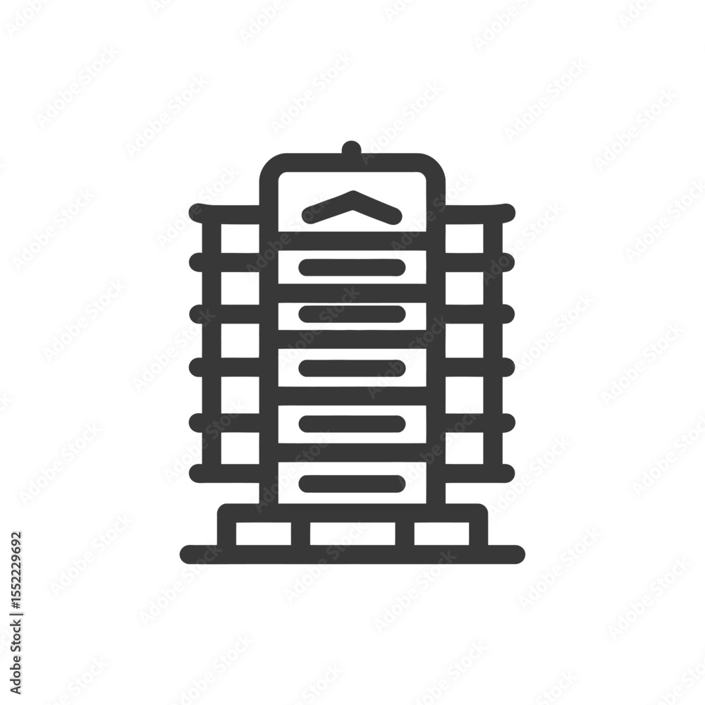 Poster minimalist building icon: modern architecture outline design