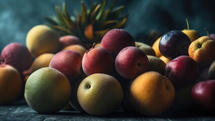 Close Up Shot Of Fruits In Bunches with Empty Space For Text