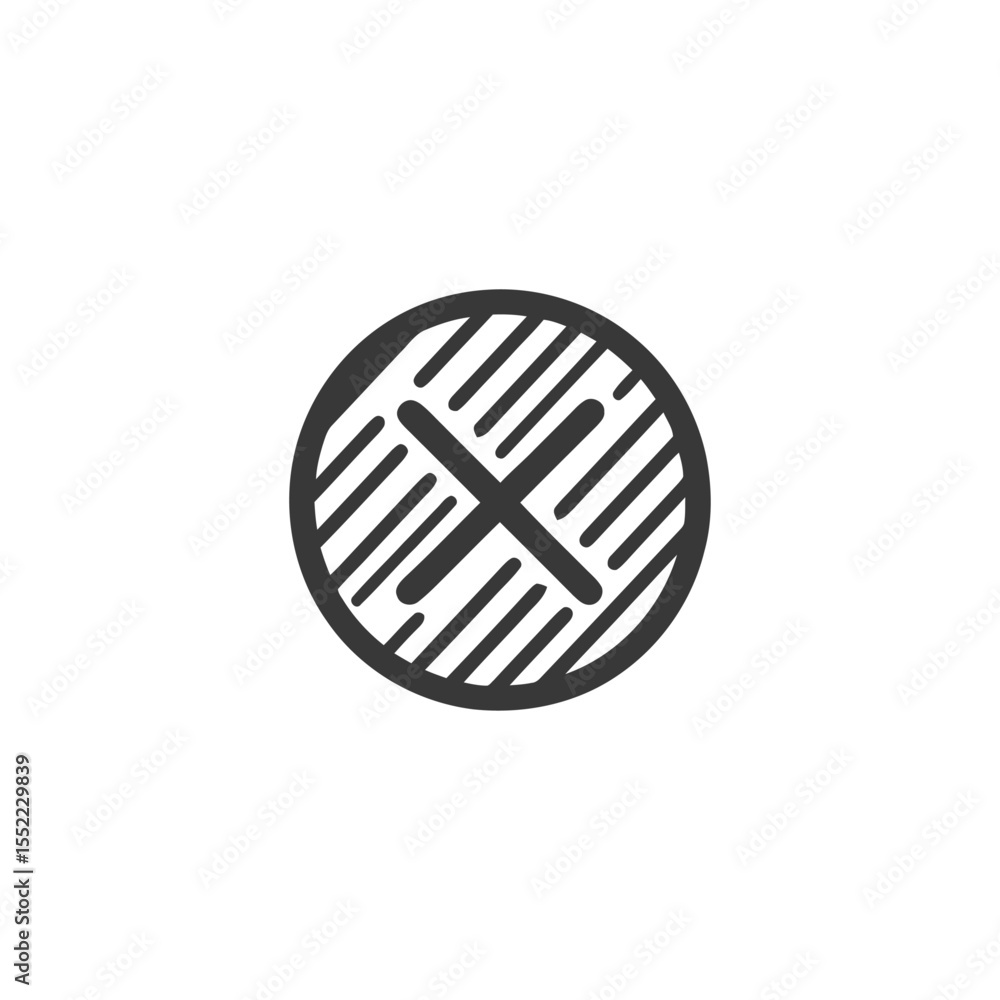 Aufkleber striking abstract icon: bold crosshatch pattern within a circular frame, minimalist design