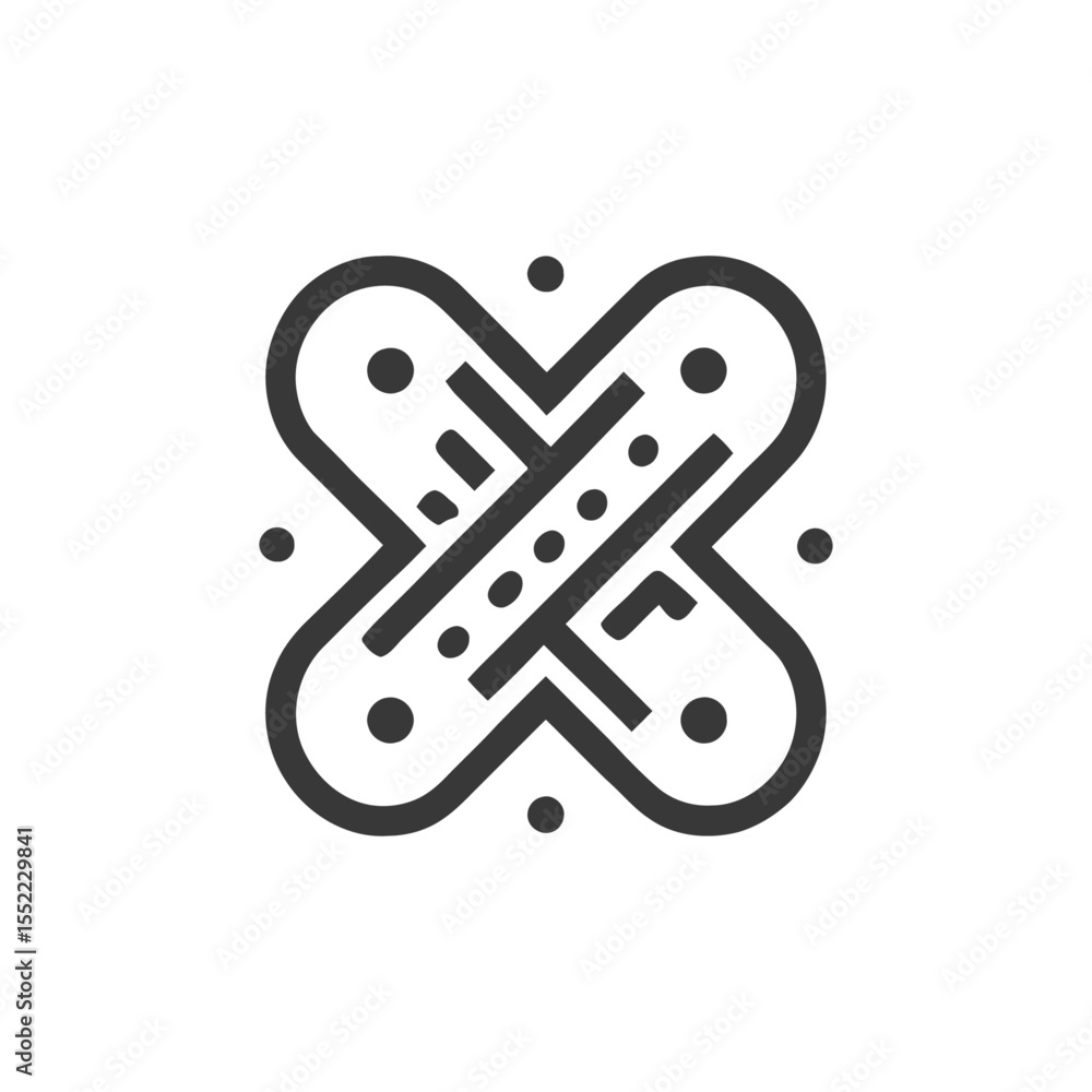 Poster abstract geometric design: intersecting shapes with dots in minimalist style
