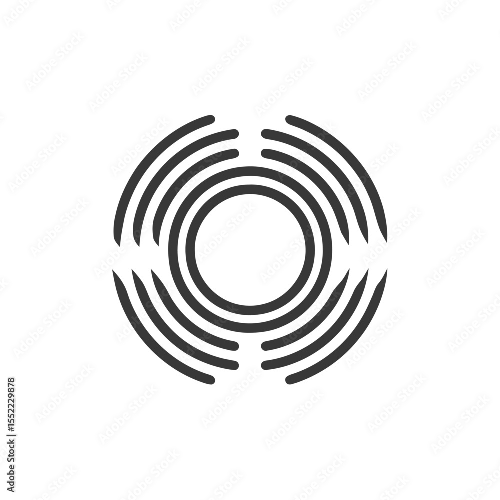 Poster concentric circles: abstract design with rounded ends on white background