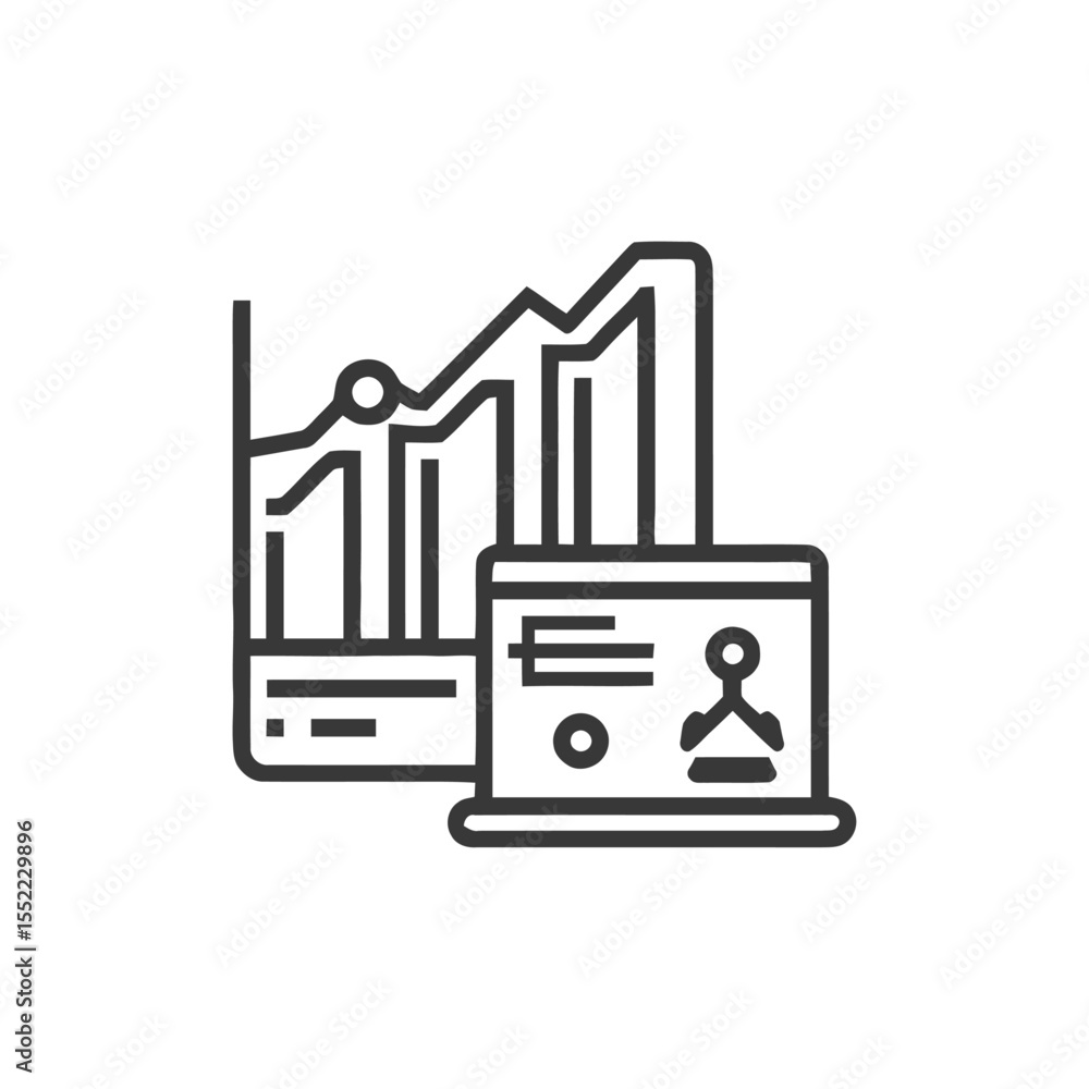Poster data analysis and user profile: minimalist line icon for business intelligence