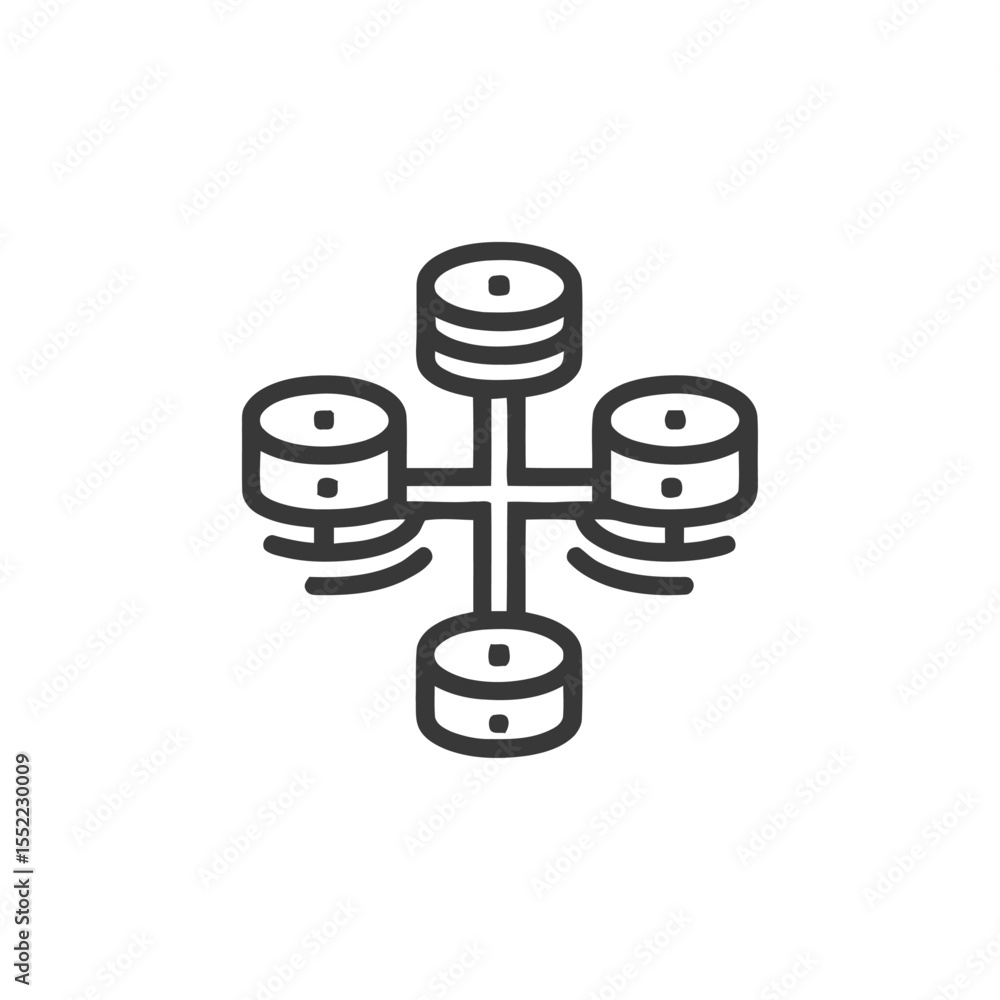 Poster minimalist server rack icon: data storage and network infrastructure symbol