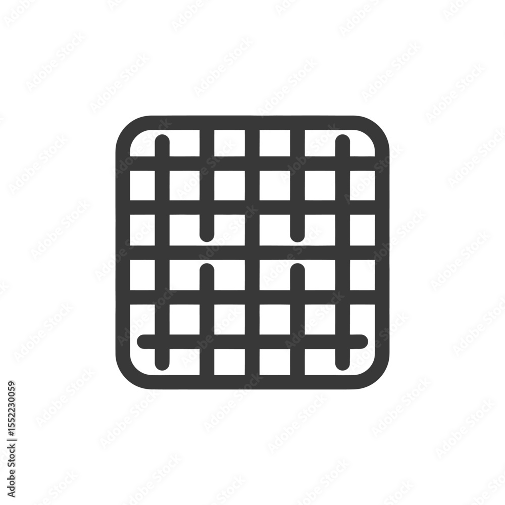 Poster minimalist grid icon with rounded corners and unique bottom extensions