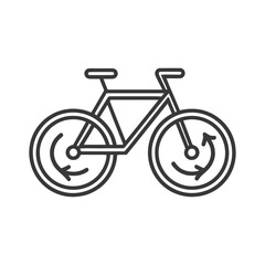 Fototapeta premium Minimalist Bicycle Icon with Rotating Wheels and Arrow Indicators