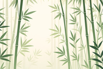 Fototapeta premium Minimalist Green Bamboo Forest Silhouette with Vertical Stalks and Leaves on Light Background for Natural, Eco-Friendly, or Zen-Themed Design
