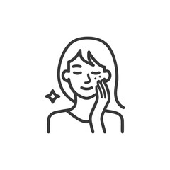 Minimalist Line Art: Woman Applying Skincare with Sparkle