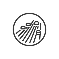 Obraz premium Minimalist Icon of Cars Driving on a Road in a Circle Frame