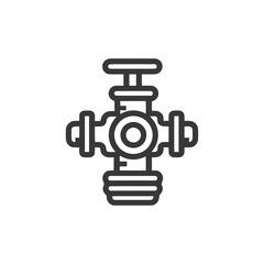 Stylized Black Outline Icon of a Water Valve on White Background