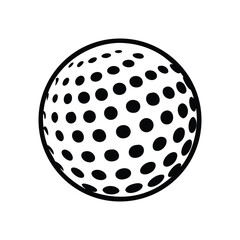 Sleek Black Vector Silhouette Icon of Golf Ball for Sports Equipment, Golf Course Designs, and Athletic Graphic Projects
