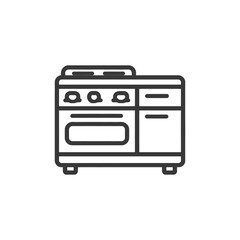 Fototapeta premium Minimalist Line Art: Vintage Kitchen Stove with Oven and Storage