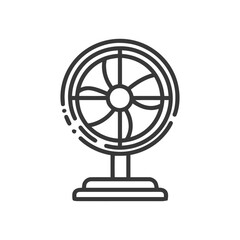 Obraz premium Minimalist Table Fan Icon with Motion Lines on White Background