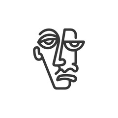 Minimalist Line Art Portrait: Abstract Face with Unique Features and Expression