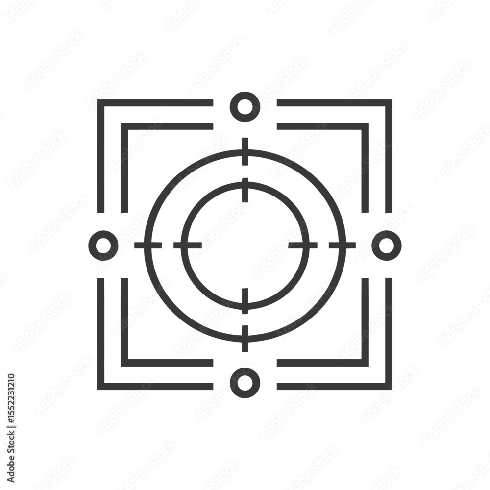 Poster precise targeting icon with concentric circles and framing lines
