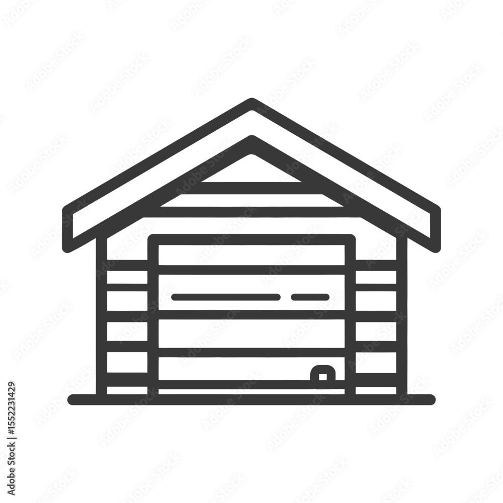Poster minimalist garage icon: simple outline of a storage building