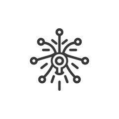 Abstract Lightbulb Network Icon with Connected Nodes and Rays