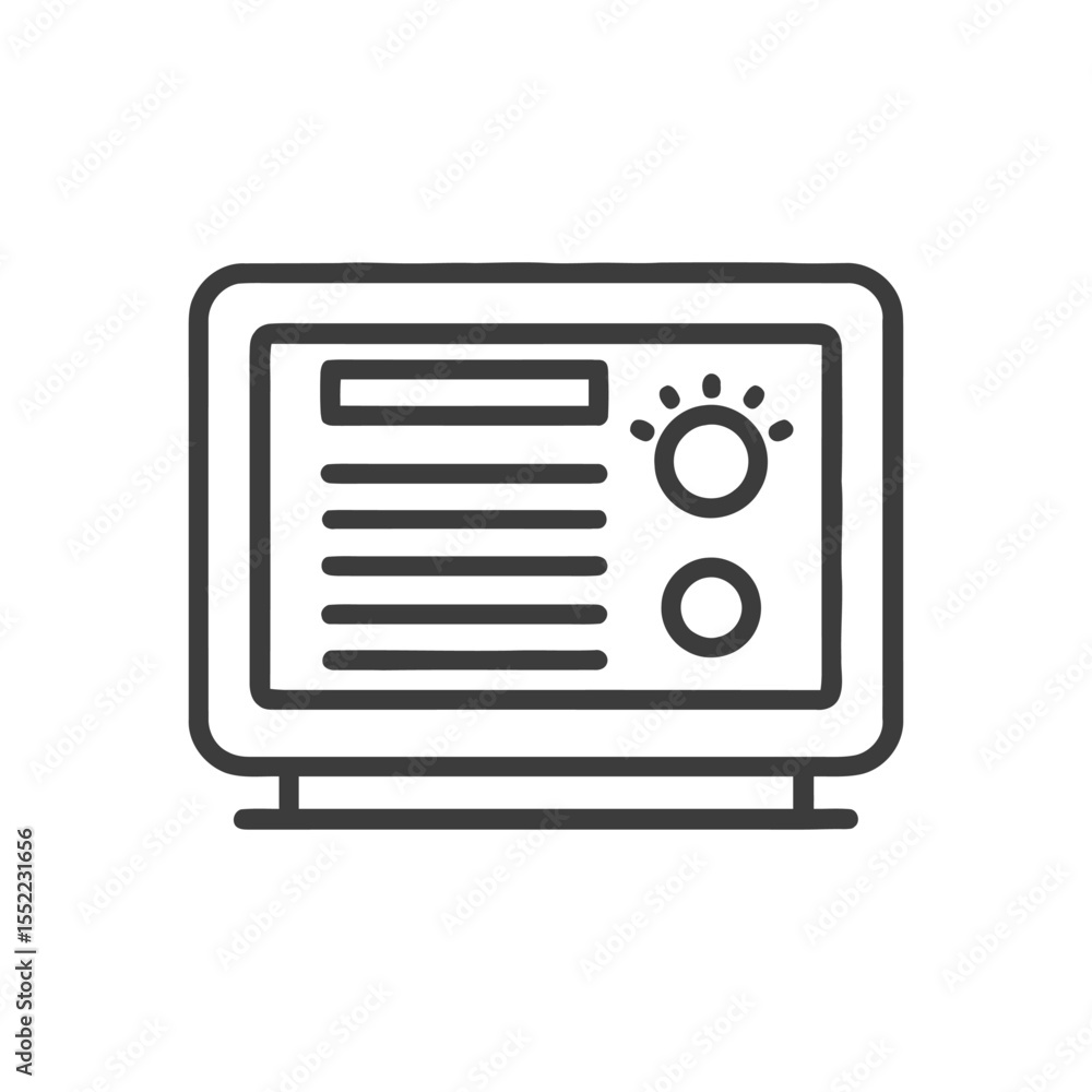 Poster minimalist monitor icon with text and brightness control