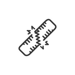 Broken Ruler Icon: Measurement Failure, Precision Lost, Damaged Tool Symbol