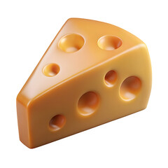 Fototapeta premium Realistic 3d rendered wedge of swiss cheese with numerous holes isolated on transparent background