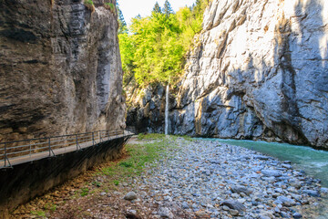 The Aare Gorge (German: Aareschlucht) is a section of the river Aare that carves through a limestone ridge near the town of Meiringen, in the Bernese Oberland region of Switzerland