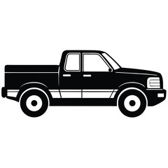 Silhouette Illustration of a Classic Truck with a Regular Cab and Bed Design
