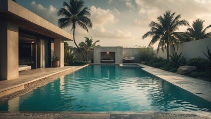 Beautifully Designed Saltwater Pools with Empty Copy Space for Text