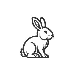 Obraz premium Minimalist Rabbit Illustration: Clean Lines, Elegant Design on White Background