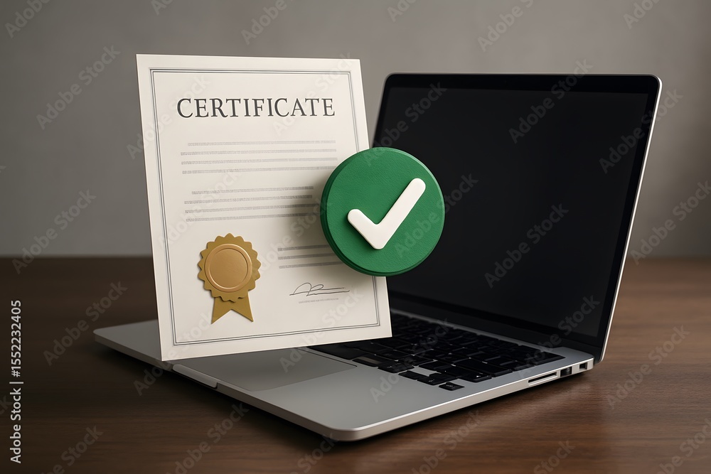 Poster online certificate achieved, a visual representation of educational attainment or professional certi